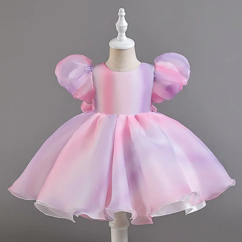 Fashion Baby Girl Dress Lace Mesh Shorts Sleeve Kids Dresses for Girls Summer Children Girls Party Dress 1-6 Years