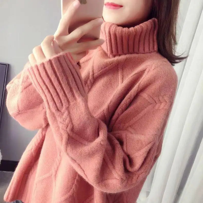 Autumn Winter New Fashion High Collar Long Sleeve Solid Sweaters Women's Clothing