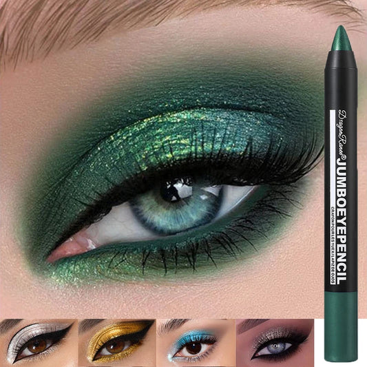 Smoky Dark Green Eyeshadow Pencil Stick Waterproof Pearlescent 12 Colors Metallic Glitter Eye Shadow Highlighter Pen Makeup Tool