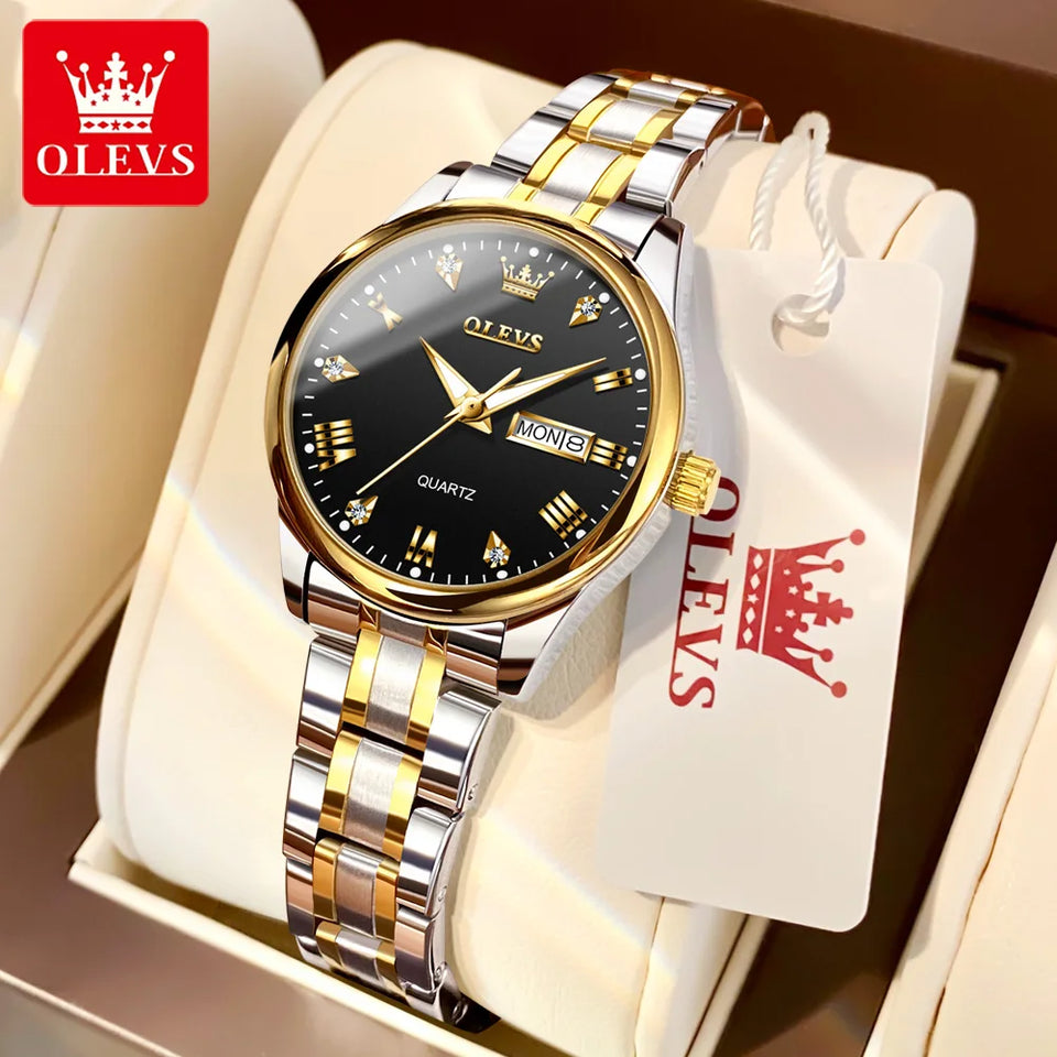 OLEVS High Quality Luxury Couple Watch For Men Women Stainless Steel Original Watches Top Brand Waterproof Couple Wrist Watches