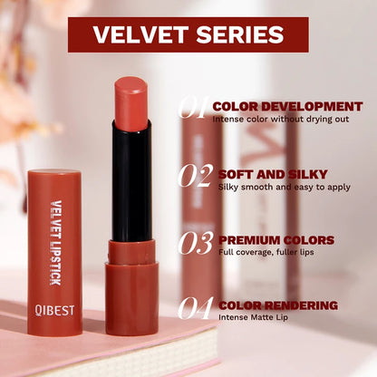 QIBEST Velvet Matte Lipstick Non Staying Cup Moisturizing and Long Lasting Sexy Nude Matte Lip Stick Makeup Korean Cosmetics