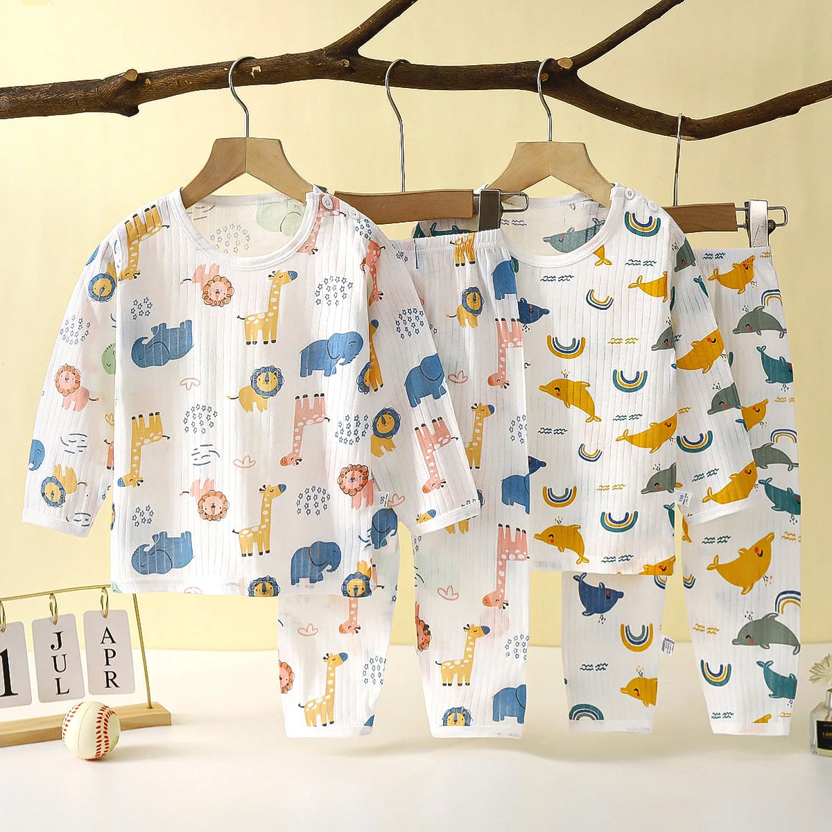 Summer New Children Home Clothes Set Boys Girls Long-sleeved Pajamas Thin Section Kids clothing Baby Clohtes