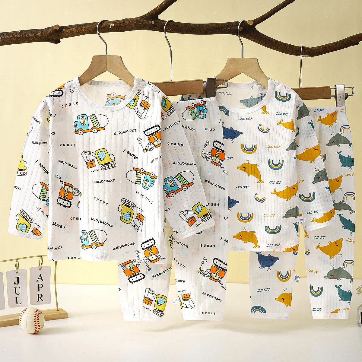 Summer New Children Home Clothes Set Boys Girls Long-sleeved Pajamas Thin Section Kids clothing Baby Clohtes