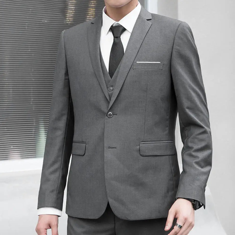 Men Formal Business Suit Coat One Button Black Blue Red Men Slim Fit