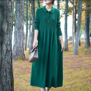 Stylish Versatile Sweater Dress For Women Long Style Over The Knee Knitted Sweater