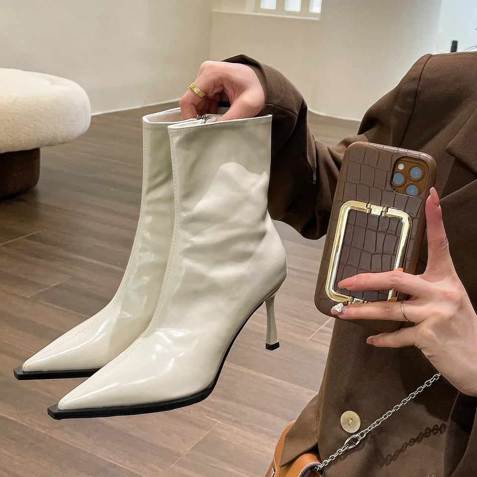 Fashion Sexy Autumn Winter Women Ankle Boots Pointed Toe Short Booties Shoes