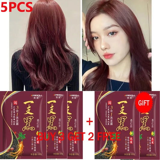 Natural Herbal Plant Hair Dye Shampoo 5 Minutes Change Hair Color Non-irritating Repair Gray White Fashion Hair Care Women Men