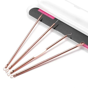 4Pcs/Set Blackhead Comedone Acne Pimple Belmish Extractor Vacuum Blackhead Remover Tool Spoon Rose Gold For Face Skin Care Tool