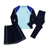 Boy Swimwear Rash Guard Long Sleeve Shirt Dark Blue Pants Children kids Swimsuit