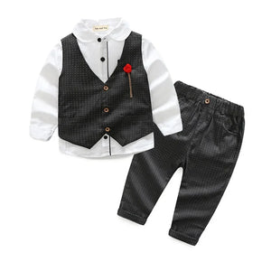 Korean Boy’s Gentlemen Suit Shirt Vest Trousers Three-piece Suit Boy Shirt Pants Suit 100-140cm Boy Children's Boy's Clothing
