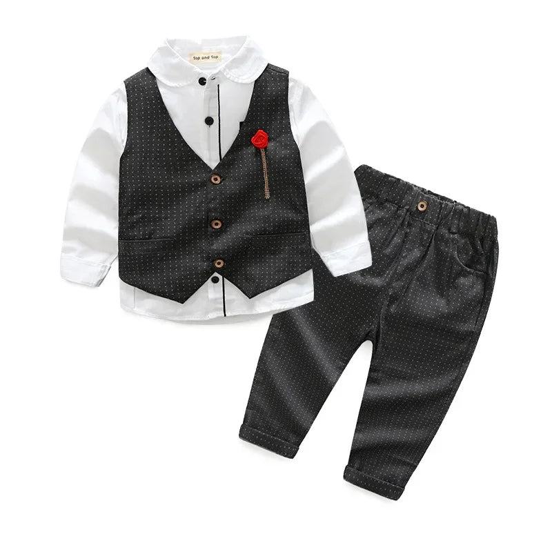 Korean Boy’s Gentlemen Suit Shirt Vest Trousers Three-piece Suit Boy Shirt Pants Suit 100-140cm Boy Children's Boy's Clothing