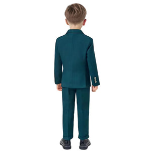 Children Formal Green 4pcs Suit Set Boys Birthday Wedding Party Performance Costume Kids Blazer Vest Pants Bowtie Outfit