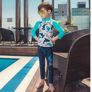 2pc Boys Shark Swimsuit Three Piece Children Swimwear Swim