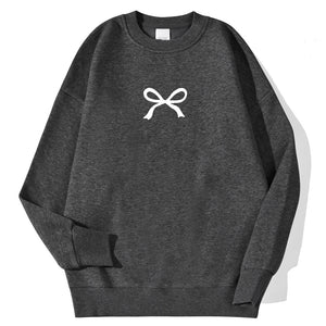 Casual Women's Sweatshirts Kawaii Bow Graphic Prints Pullover Comfortable Warm
