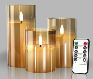 Set of 3 Rechargeable Electric Flameless Pillar Candle