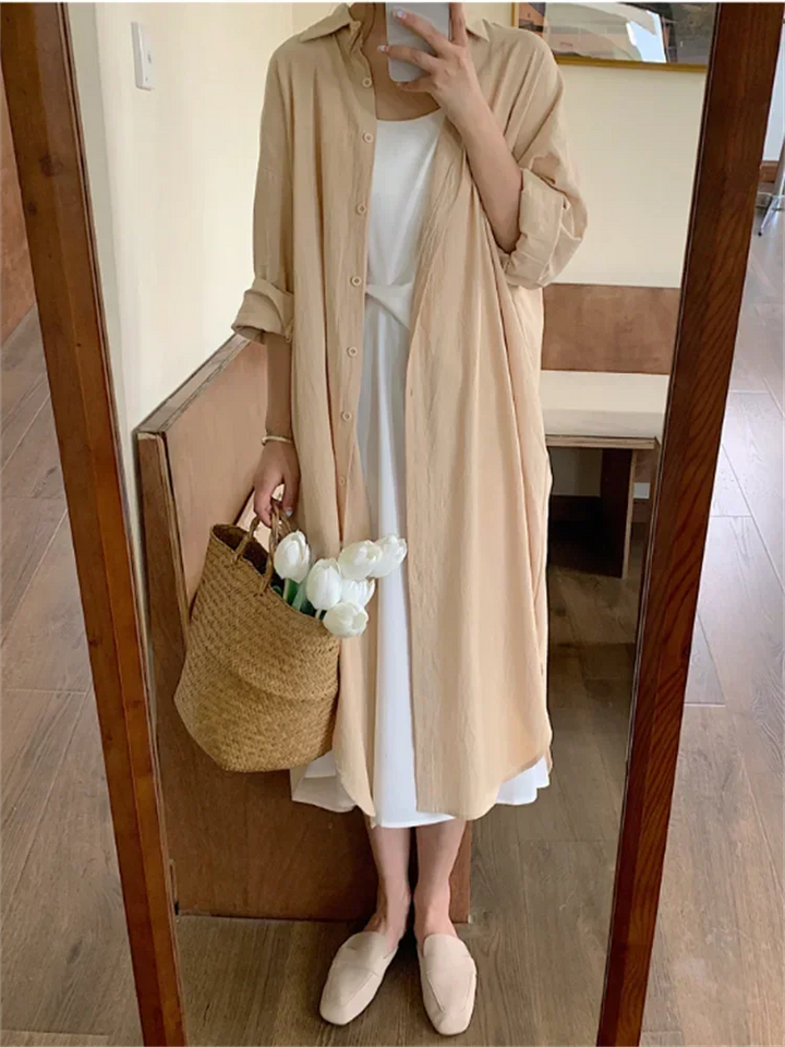 Shirt Dress Evening Vintage Dress Party Oversize Long Cotton Beach Women Dresses