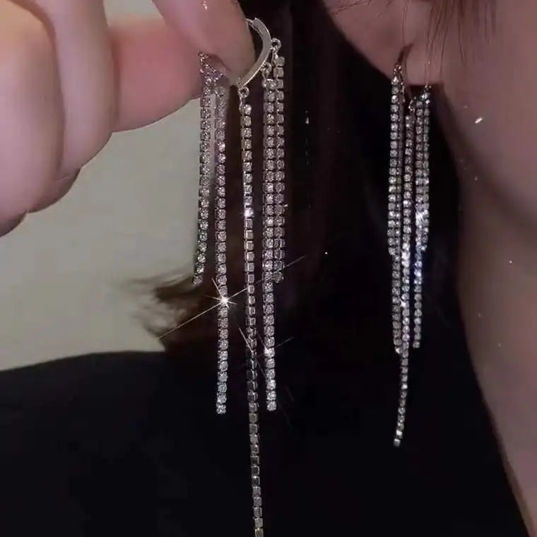Hanging Earrings Retro Long Tassel Earrings feminine temperament  Coconut Rhinestone S925 Silver Needle 2023 NEW Fashion Jewelry