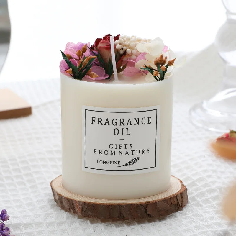 Preserved flower Scented Candle Soy Wax Dried Flowers Romantic  Candles Fragrance Ornament