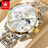 OLEVS 5529 Luxury Quartz Watch For Men Roman Scale Moon Phase Chronograph Man Watches Waterproof Luminous Calendar Wrist Watch