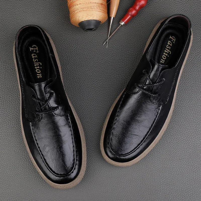 Luxury brand men's casual new business Oxford flat bottomed fashionable walking work loafers genuine leather men's formal shoes