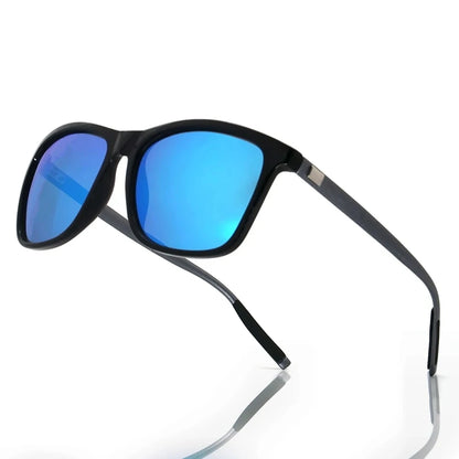 Luxury Square Polarized Sunglasses Men Driving Blue Mirror Lens Classic Unisex Sun Glasses