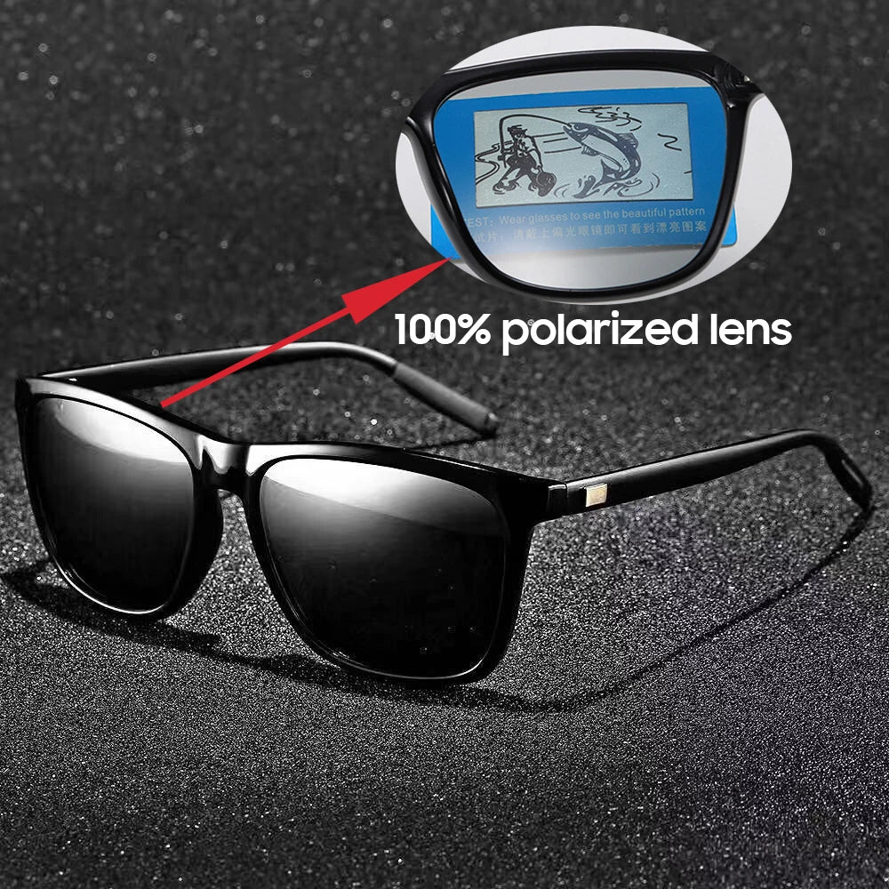 Luxury Square Polarized Sunglasses Men Driving Blue Mirror Lens Classic Unisex Sun Glasses