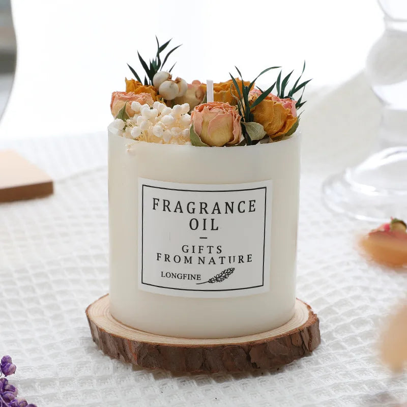 Preserved flower Scented Candle Soy Wax Dried Flowers Romantic  Candles Fragrance Ornament