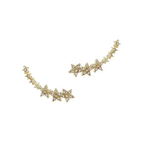 1 Pair Shiny Zircon Star Flower Climbing Earrings for Women Exquisite Sliver Color Crystal Statement Earrings Jewelry Gifts
