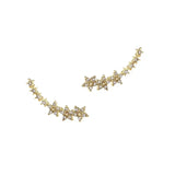 1 Pair Shiny Zircon Star Flower Climbing Earrings for Women Exquisite Sliver Color Crystal Statement Earrings Jewelry Gifts