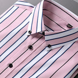 Summer men's long-sleeved shirt spring and summer ice silk thin stripes business casual high-quality work clothes wear fashion