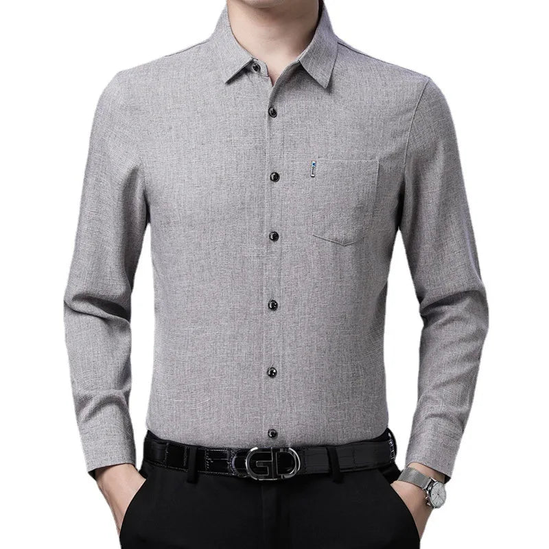 Middle aged Men Casual Shirt Fashion Business True Pocket Dad Set