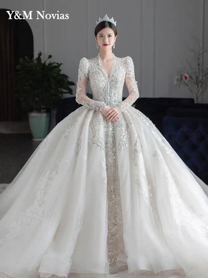 Luxury Bedading Long Sleeve Winter Wedding Dress