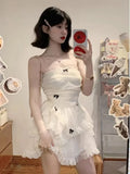 Even Party Black Dress Women Casual Corset Y2k Mini  Office Lady Sleeveless Bodycon Lace One Piece  Korean