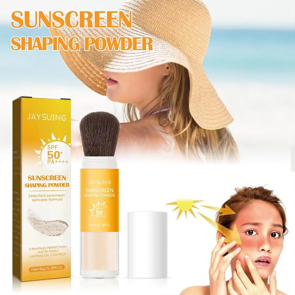 2pcs Waterproof Spf50 Sunscreen Loose Powder Sunblock Skin Protective Invisible Pore Solar Blocker Oil Control For Face Care