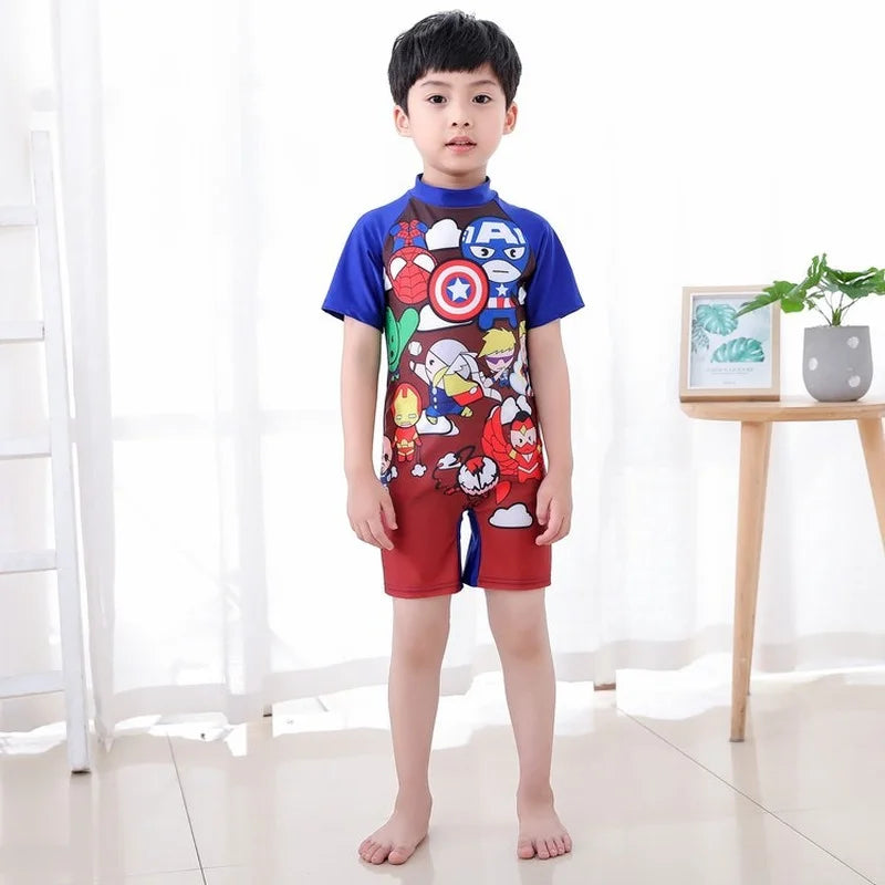 Disney Spider Cartoon Children's Swimsuit Set Iron Man 3-12 Years Old Boy