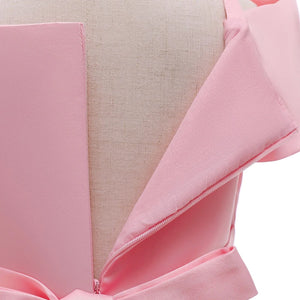 2024 New Girl Summer Solid Dress Bowknot Short Sleeve Shoulderless Children Skirts Breathable Quick Drying Casual Kids Dresses