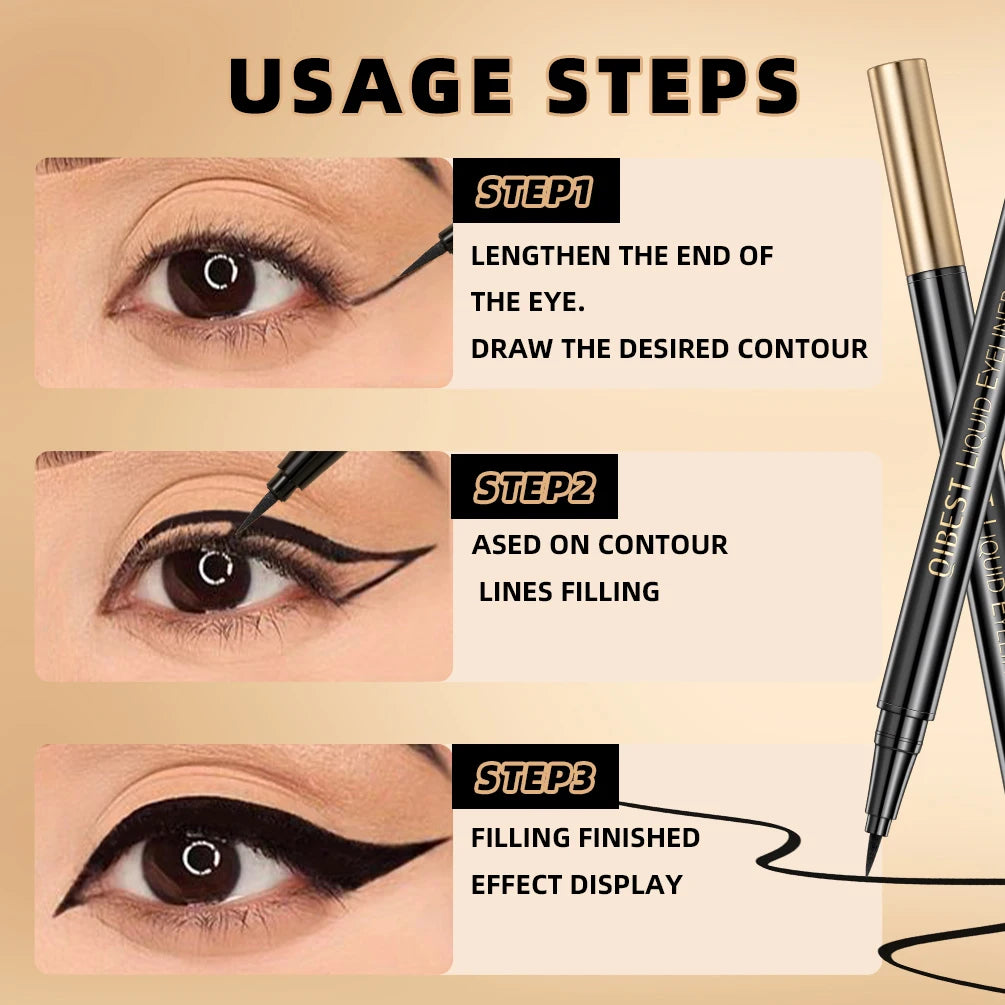 Long Lasting Black Liquid Eyeliner Waterproof Eye Liner Pencil Quick Drying Not Bloom Natural Eyeliner Liquid Pen Cosmetic Tools