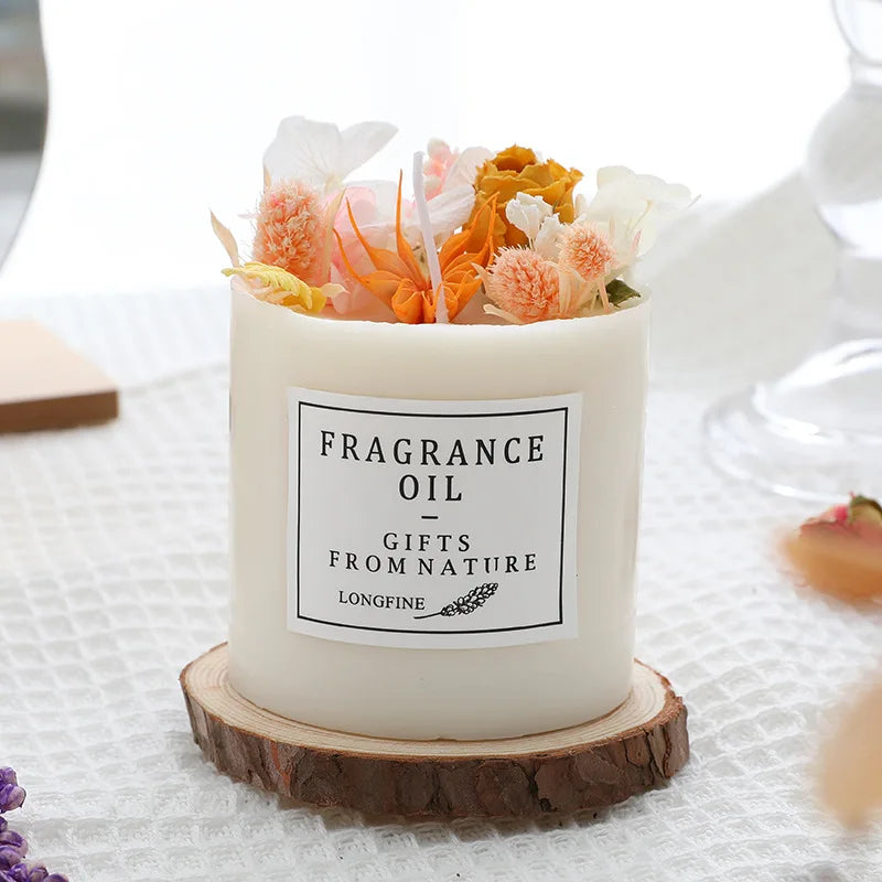 Preserved flower Scented Candle Soy Wax Dried Flowers Romantic  Candles Fragrance Ornament