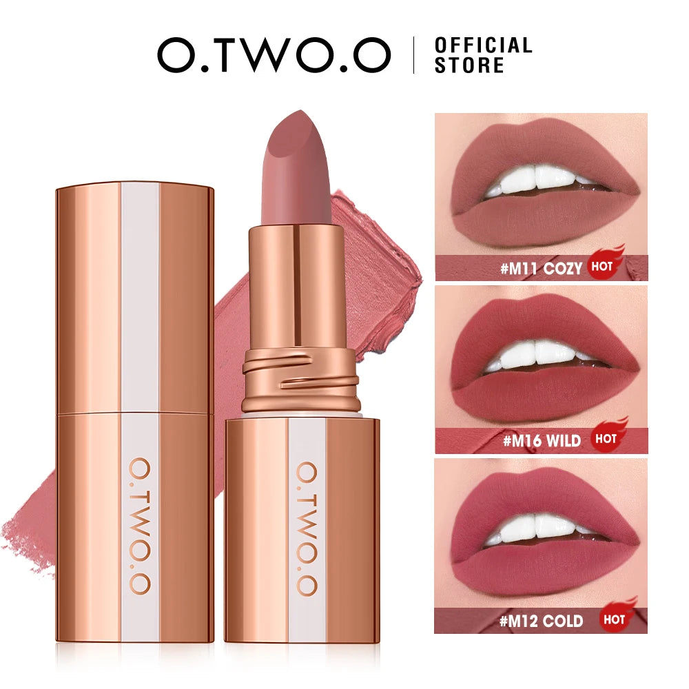 O.TWO.O Matte Lipstick Long Lasting Waterproof Lip Stick Smudge-free Classic Highly Pigmented Velvet Finish Lip Tint Makeup