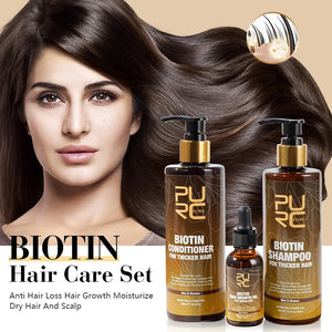 PURC Biotin Hair Shampoo Conditioner for Men Women Scalp Treatment Cleaning Hair Root Nourish Smooth Hair Oil Care Products Set