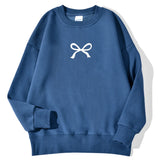 Casual Women's Sweatshirts Kawaii Bow Graphic Prints Pullover Comfortable Warm