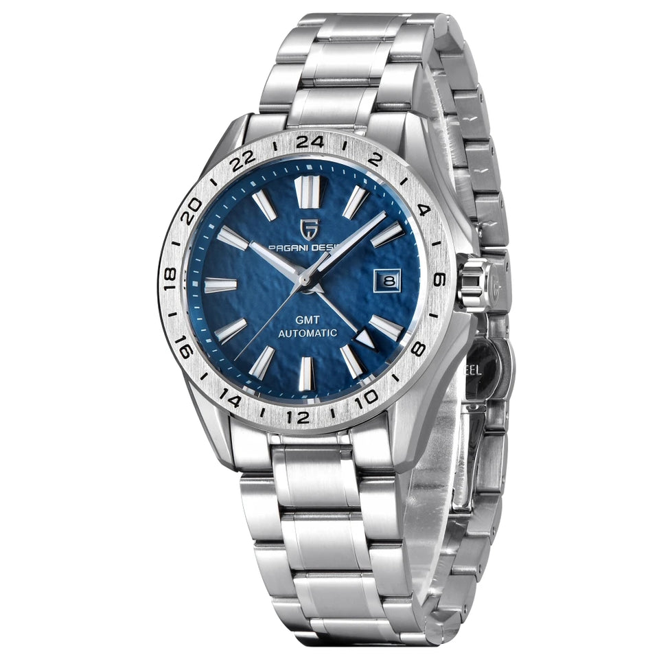 New 39mm Desert Texture Luxury Men Watches GMT Automatic Mechanical Business Dress Sapphire 10Bar Luminous ﻿