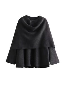 Winter Female Scarf Coat Long Sleeve Knitted Asymmetric Jackets For Women