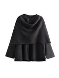 Winter Female Scarf Coat Long Sleeve Knitted Asymmetric Jackets For Women