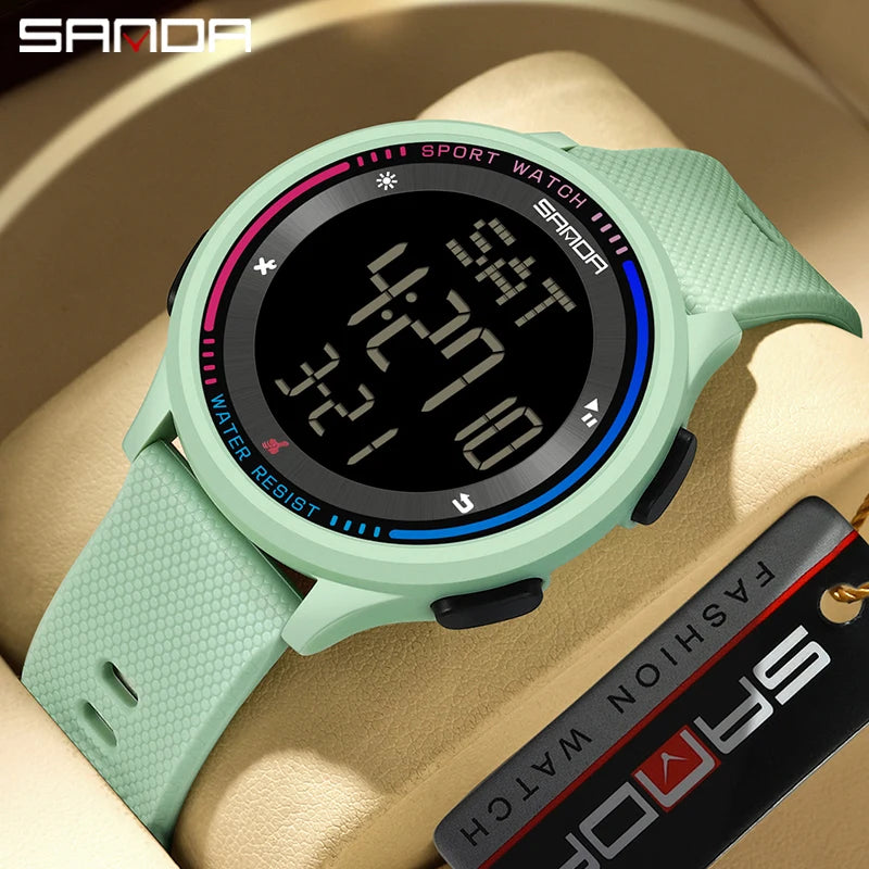Fashion Digital Movement Teenager Students Hand Clock Trendy Water Resistant Outdoor