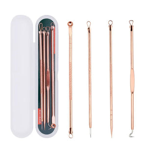 4Pcs/Set Blackhead Comedone Acne Pimple Belmish Extractor Vacuum Blackhead Remover Tool Spoon Rose Gold For Face Skin Care Tool