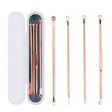4Pcs/Set Blackhead Comedone Acne Pimple Belmish Extractor Vacuum Blackhead Remover Tool Spoon Rose Gold For Face Skin Care Tool