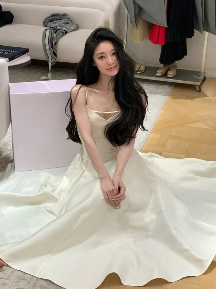 Elegant Solid Princess Evening Party Dress French Romantic Black Graduation Robe Korean