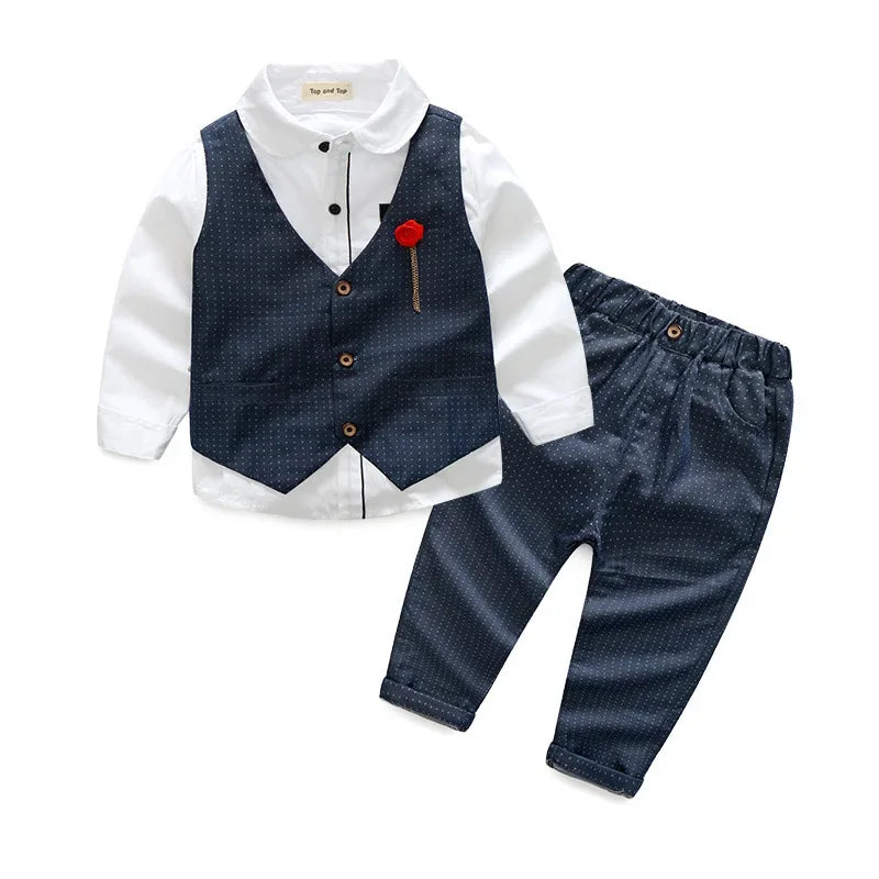 Korean Boy’s Gentlemen Suit Shirt Vest Trousers Three-piece Suit Boy Shirt Pants Suit 100-140cm Boy Children's Boy's Clothing