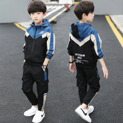 Teen Kids Spring/Autumn Long Sleeve Children's Hooded Sport Suit Boy's Clothing Sets